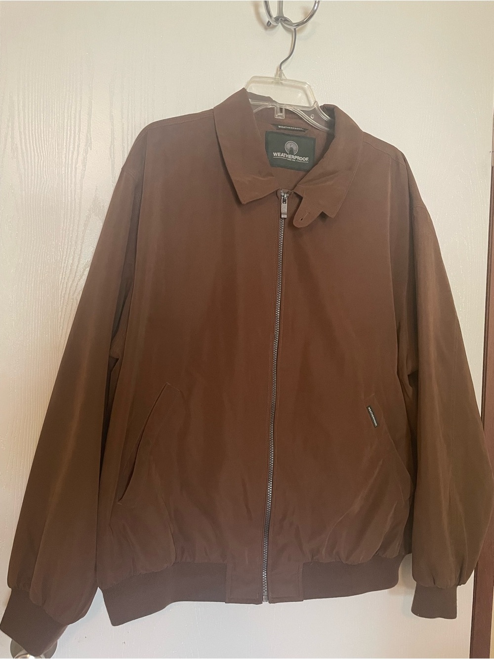 Weatherproof Men's Microfiber Golf Jacket Brown Bomber Zip Up Casual XL